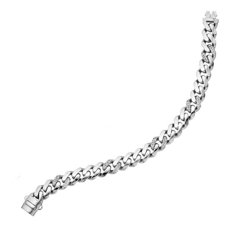 14K White Gold 8" .85CT Ferrara Diamond Chain Bracelet with Box Clasp WRC10030-08