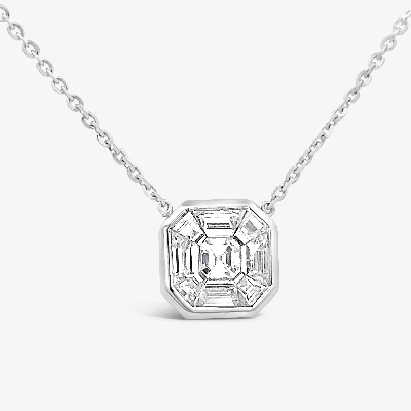 Invisible Set Square Diamond Small Necklace