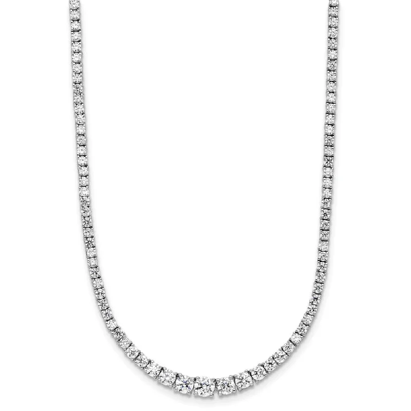 14k White Gold Graduating Lab Grown Diamond Tennis Style Bolo Necklace (4.994 CTW)