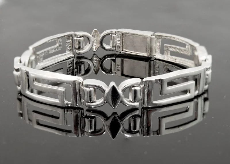 Greek Key Meander Bracelet in Sterling Silver (B-59)