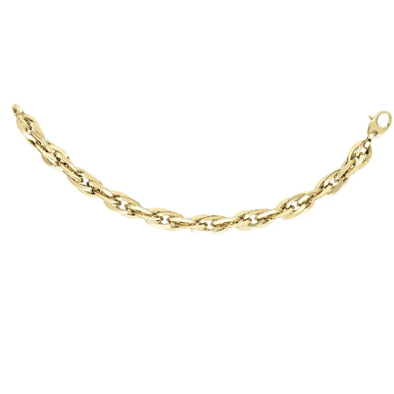 14kt 18" Yellow Gold Shiny Double Oval Link Fancy Graduated Necklace with Lobster Clasp N3376-18