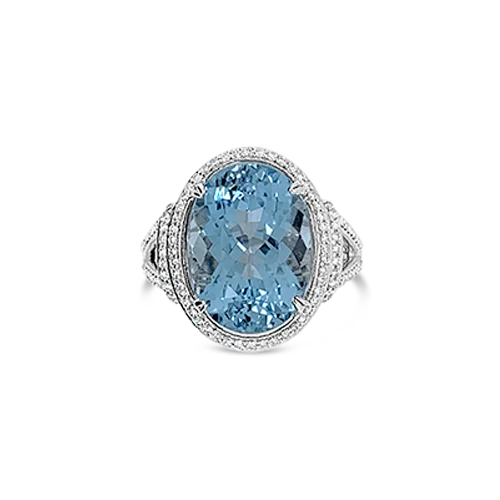 Aquamarine & Diamond Ring