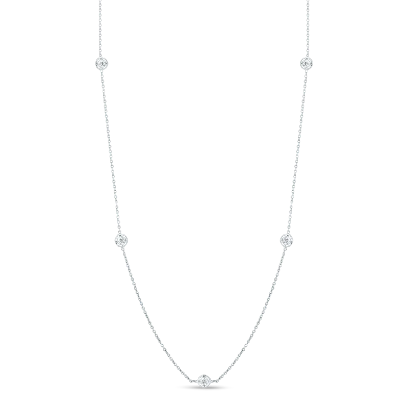 Roberto Coin 18k White Gold Diamond By The Inch Station Necklace - .35cttw