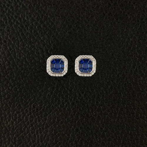 Blue Sapphire & Diamond Earrings