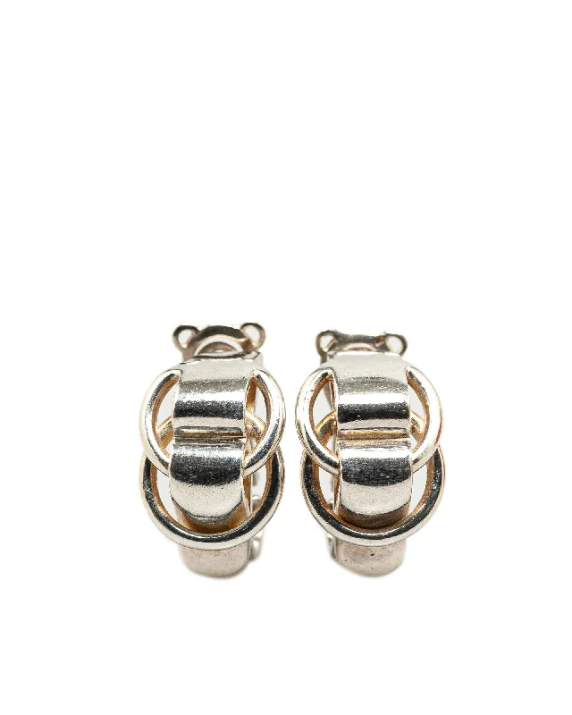 Sterling Silver Clip On Earrings with Deux Anneau Design