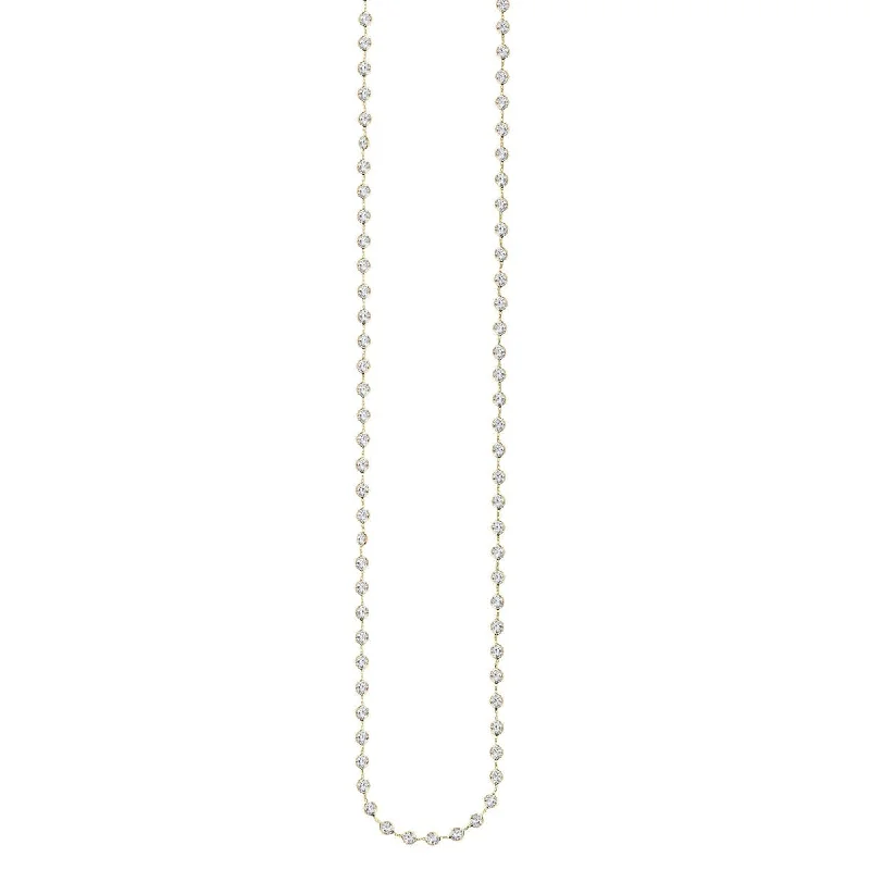 14kt 36" Yellow Gold 1mm Cable Necklace with Semi-Precious White Stone Stations with Lobster Clasp NCK1970-36