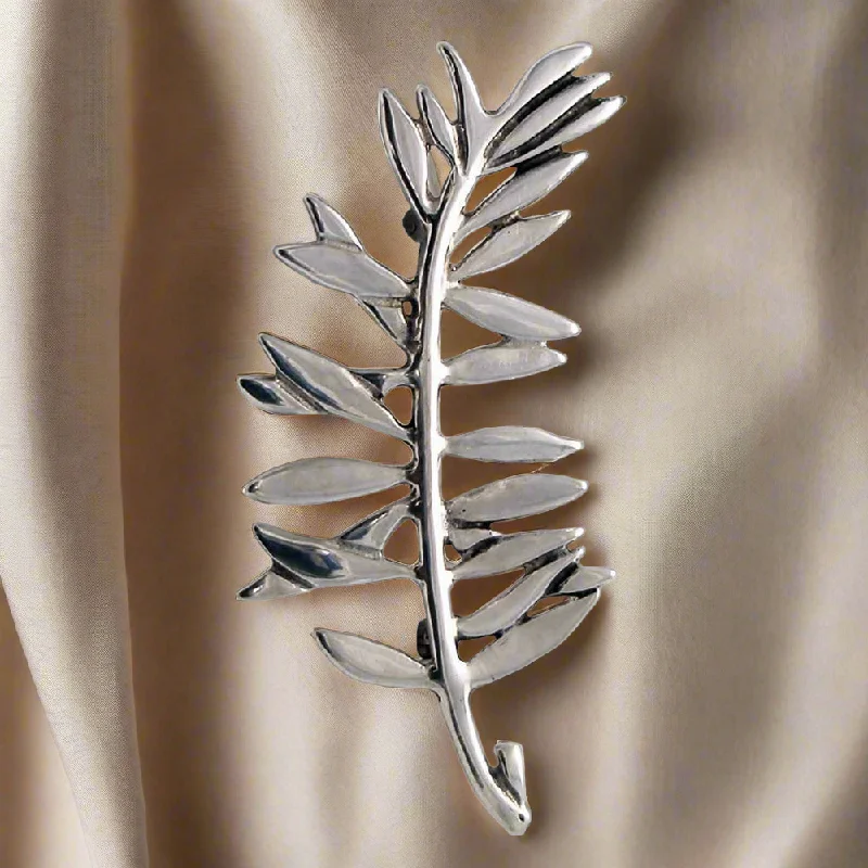 Greek Traditional Olive leaf brooch in sterling silver (K-20)