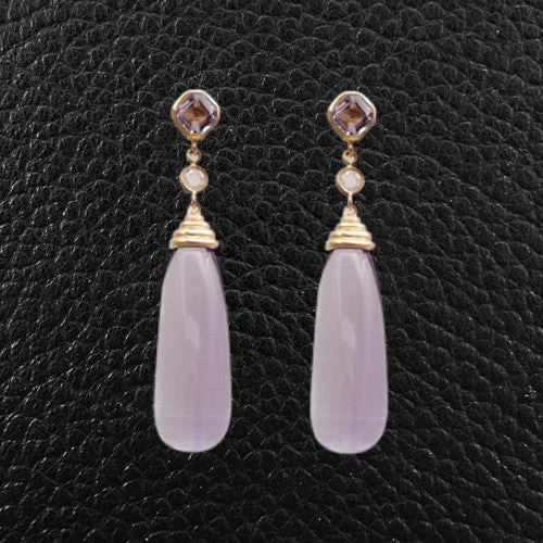 Amethyst & Diamond Dangle Earrings