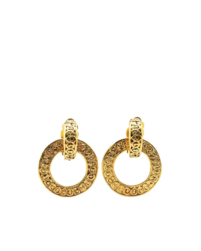 Gold Plated Metal Hoop Earrings with Clip-On Closure