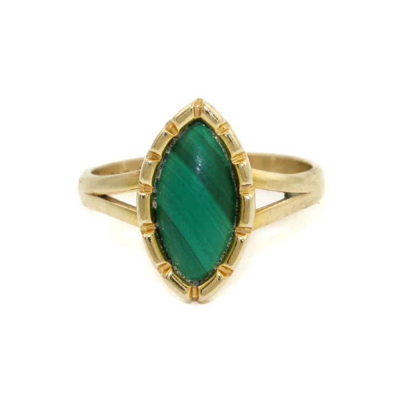 Enchanting 14k Gold x Marquise Malachite Ring