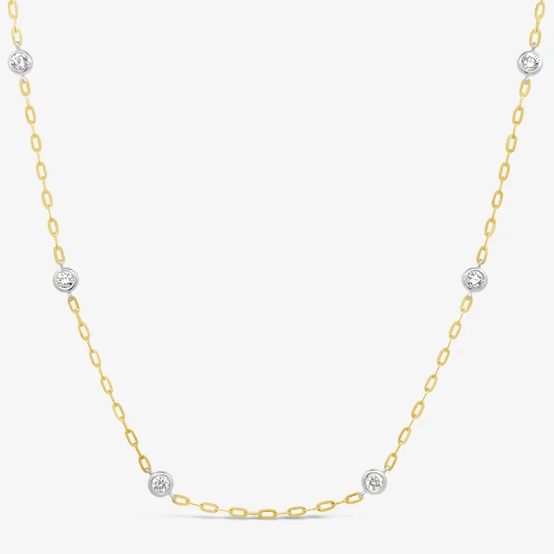 Paper Clip 0.75CT 8 Diamonds By The Yard Two Tone Necklace