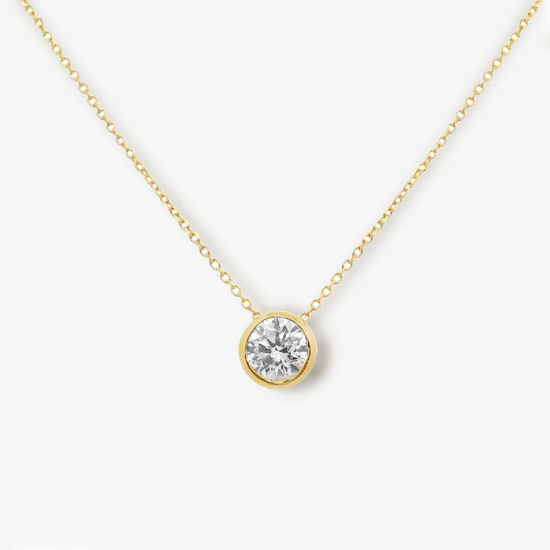 Bezel Set 0.70CT Solitaire Diamond Necklace