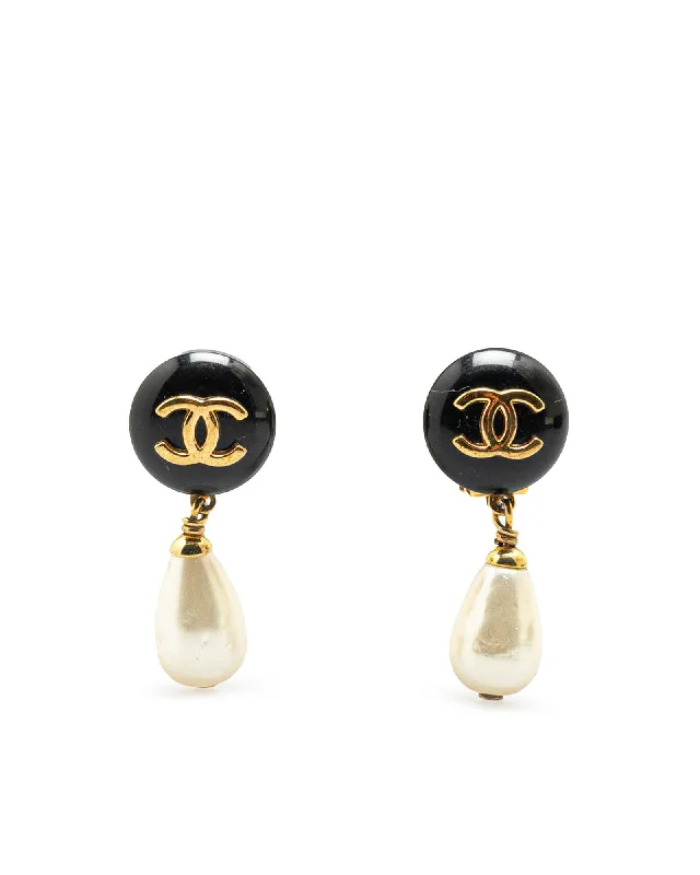 Gold Plated Faux Pearl Drop Clip On Earrings