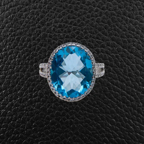 Blue Topaz & Diamond Ring