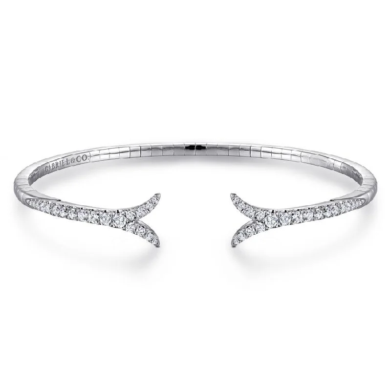 Gabriel & Co. - BG3913-65W45JJ - 14K White Gold Split Diamond Bangle