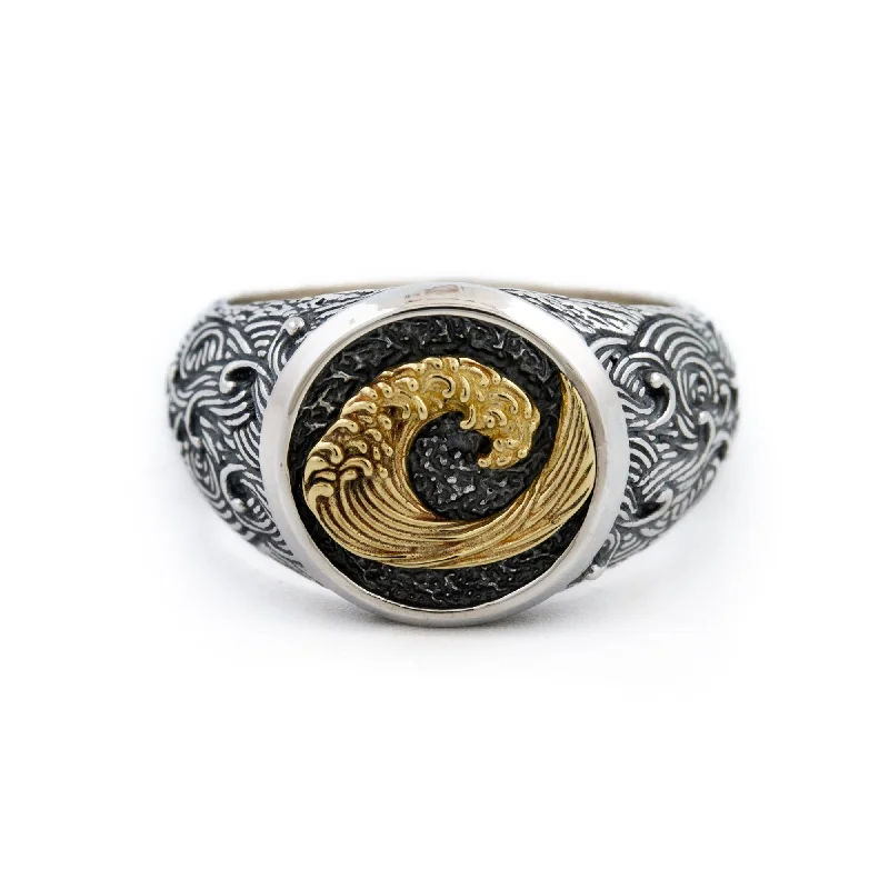 Mixed "Wave" Signet Ring