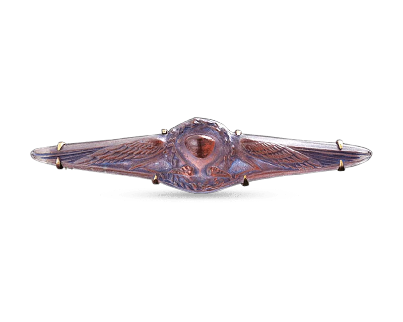 Lalique Carved Glass Brooch