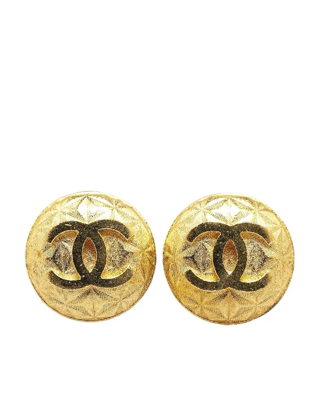 Gold Plated Round Clip On Earrings