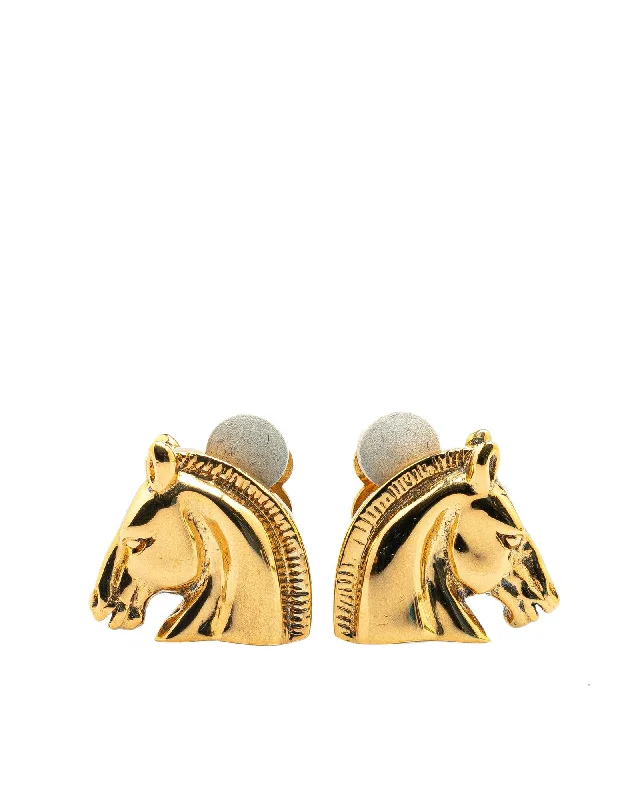 Gold Plated Clip-On Cheval Earrings