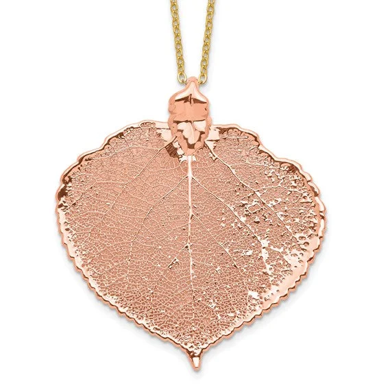 24k Rose Gold Dipped Aspen Leaf Necklace