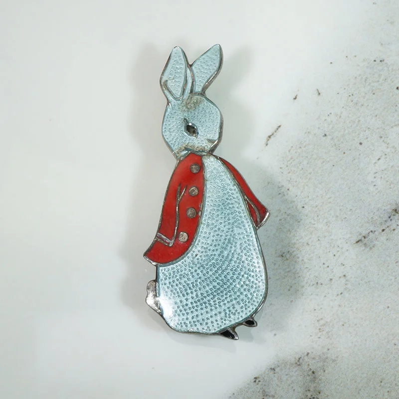 Blue Bunny Enameled Brooch from Margot de Taxco