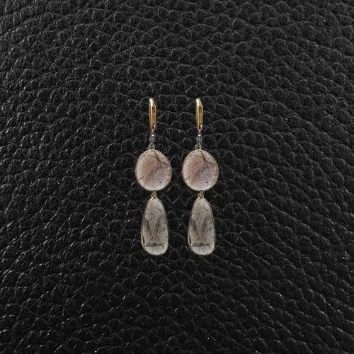 Labradorite & Diamond Earrings