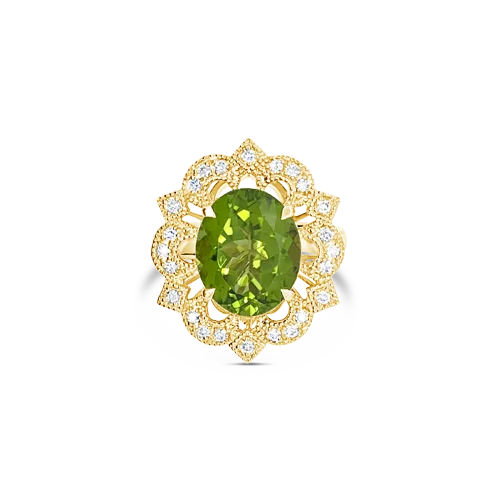 Peridot & Diamond Ring