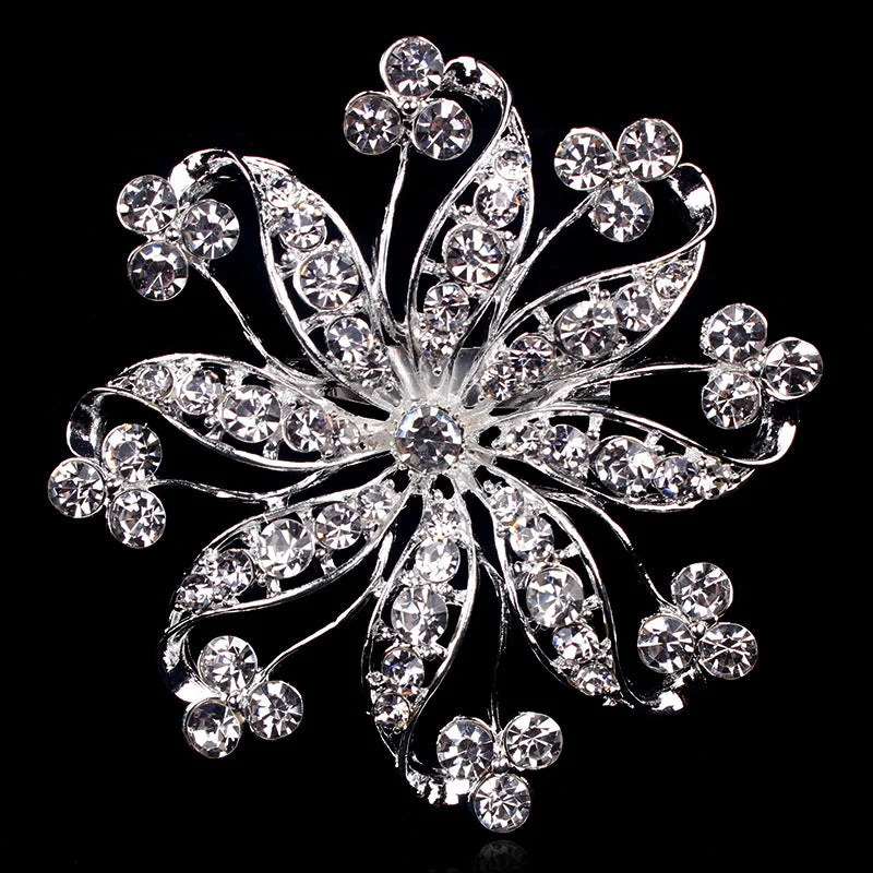 Gold Rhinestone Crystal Brooch BR-033