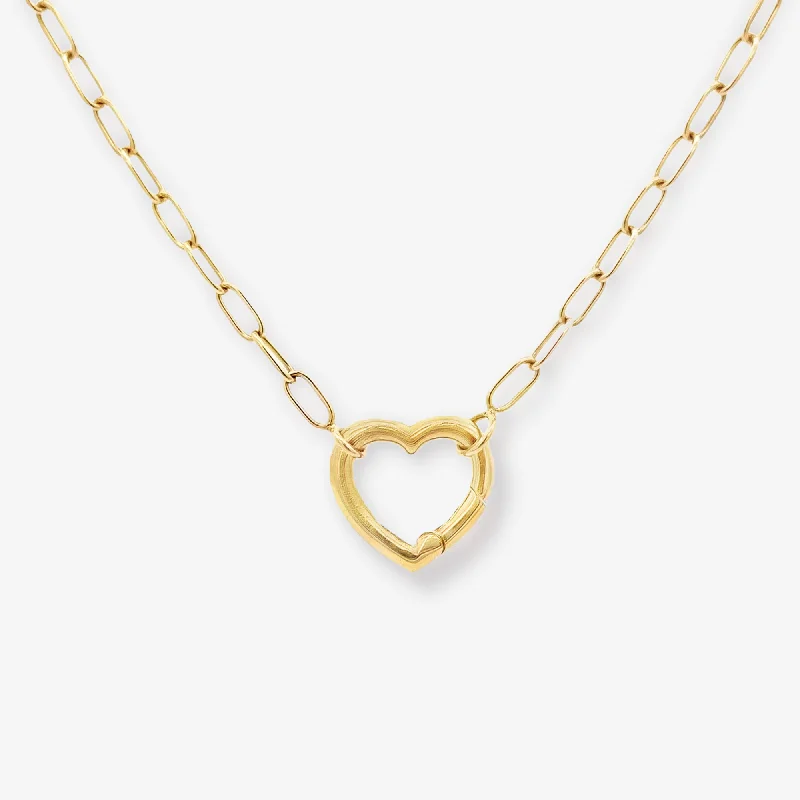 Open Heart Charm Paper Clip Necklace