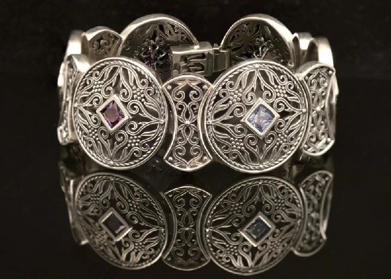 Byzantine Bracelet in Sterling Silver with zircon (B-01)