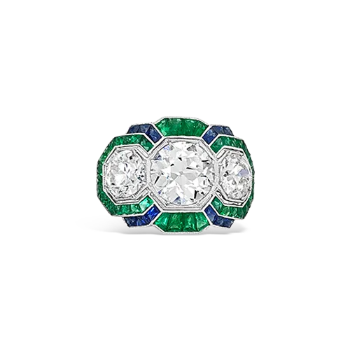 Diamond, Sapphire & Emerald Ring