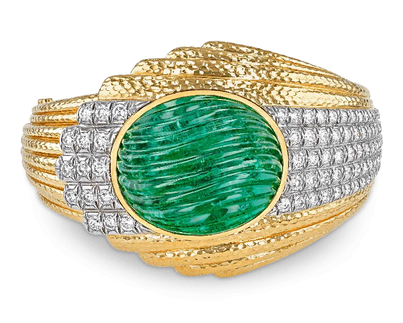 David Webb Emerald Bangle, 61.04 Carats