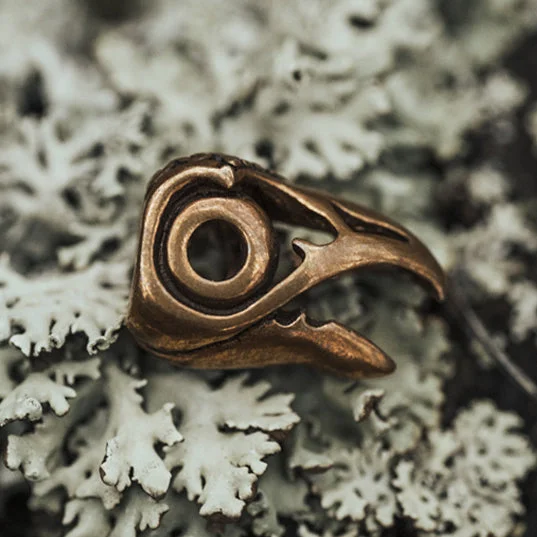 Raven Beard Ring, Bronze