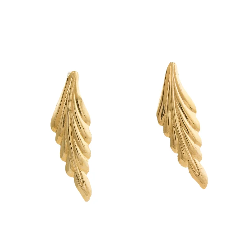 Elegant 14k Gold x Leaf Earrings