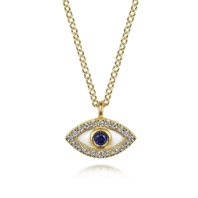 Gabriel & Co. 14k Yellow Gold Diamond and Sapphire Evil-Eye Necklace