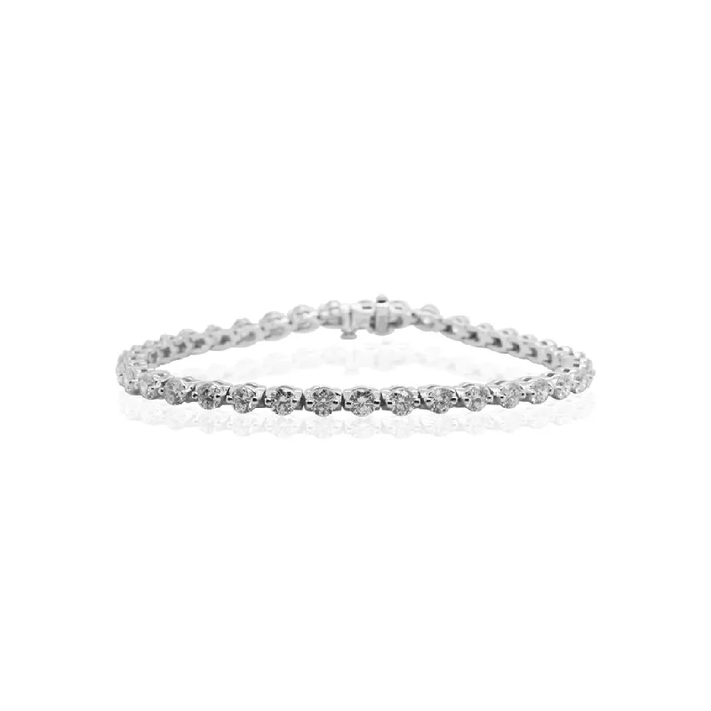 14K White Gold Two Prong Diamond Tennis Bracelet