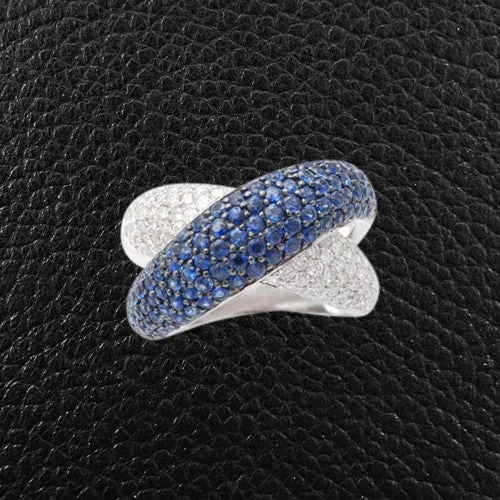 Sapphire & Diamond Crossover Ring