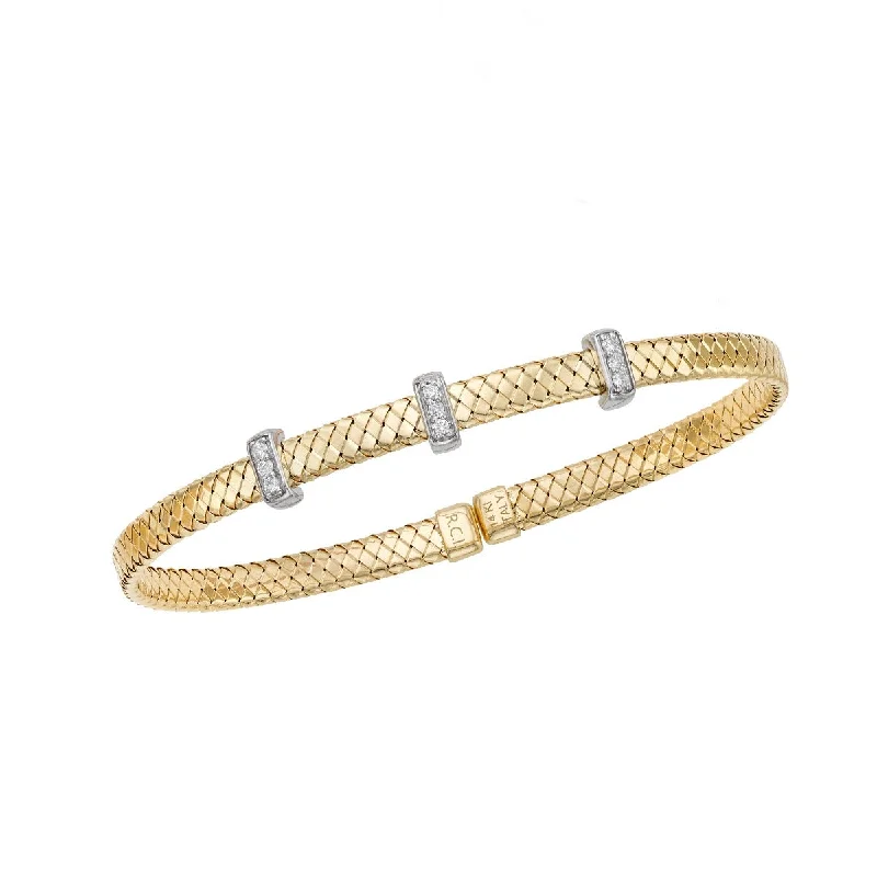 14K Yellow Gold .13CT Diamond Basketweave Bangle BG8328