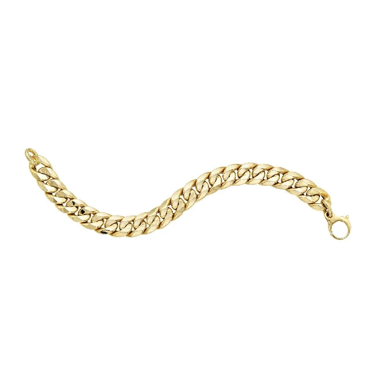 14K Yellow Gold 7.5 inch Gourmette Curb Chain Bracelet RC1468-0750