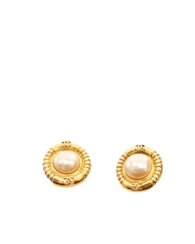 Gold Plated Faux Pearl Clip-On Earrings