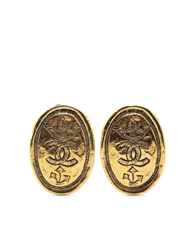 Gold Plated Crown Clip-On Earrings