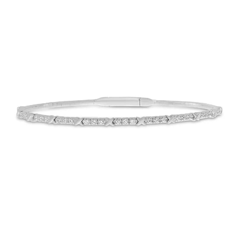 14K White Gold XO Flexible Bangle Bracelet BVB1069W