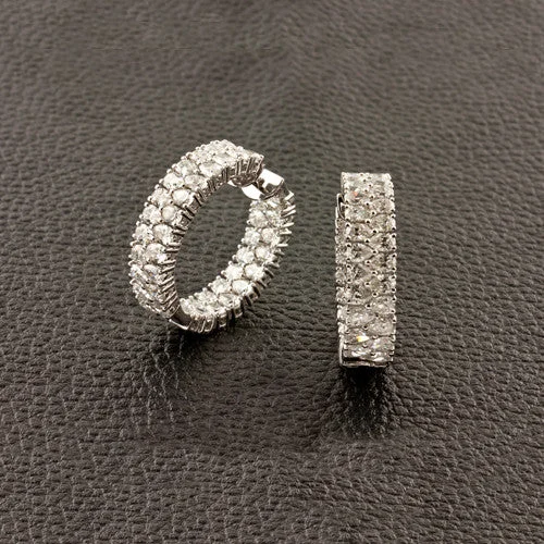 Double Row Diamond Hoop Earrings