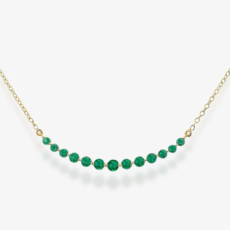 Curved Emerald Bar Necklace