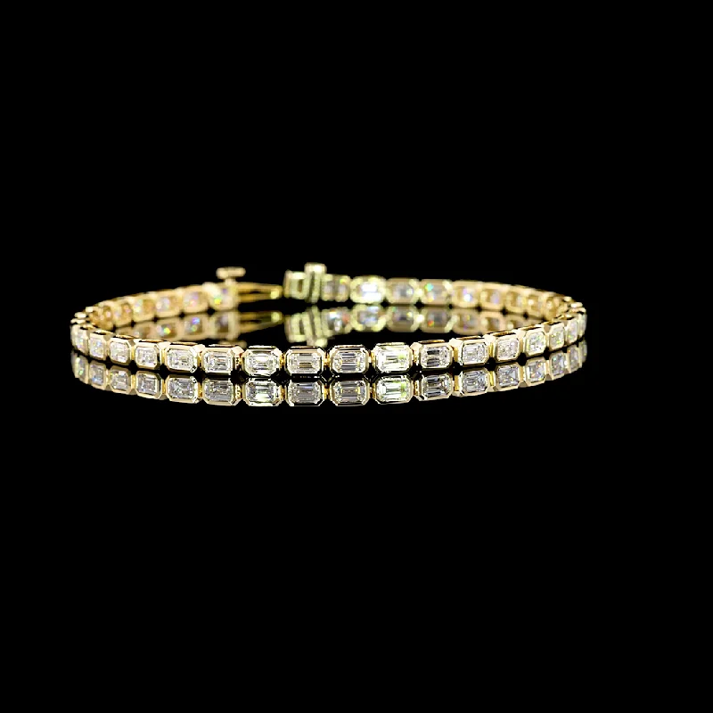 14K Yellow Gold Lab Grown Diamond Emerald Tennis Bracelet BC929