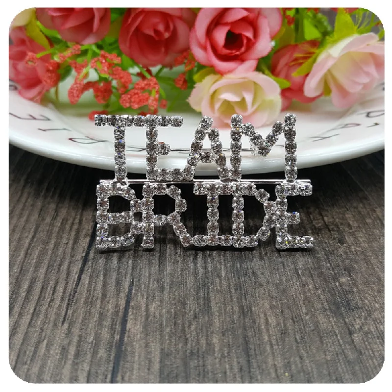 Team Bride Brooch Wedding Party Gift Rhinestone Crystal