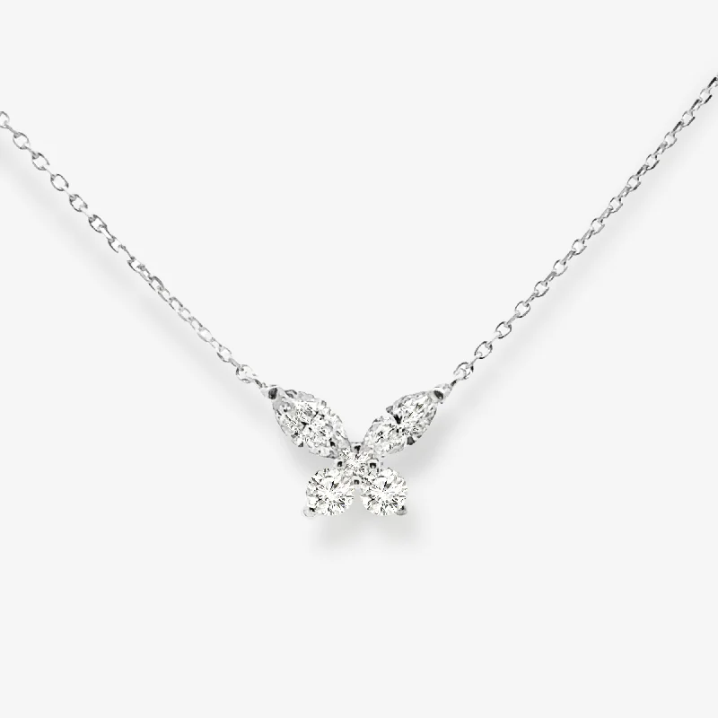 Marquise & Round Diamonds Butterfly Necklace