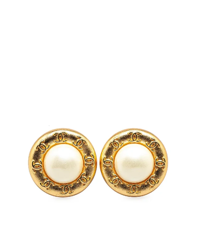 Chanel CC Pearl Earrings