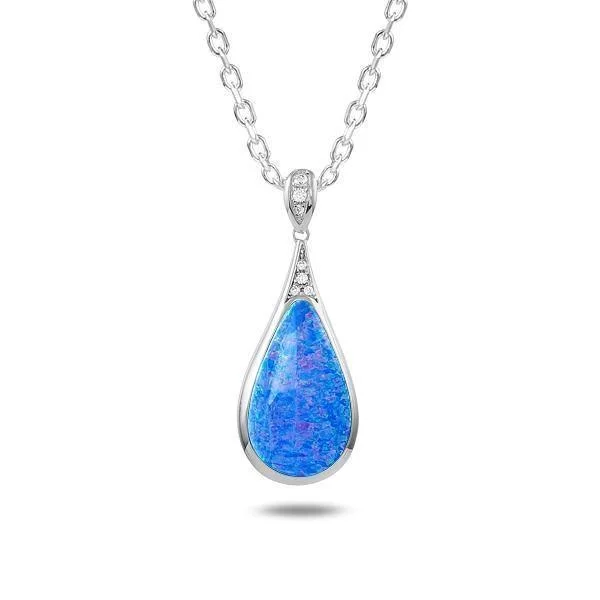 Sterling Silver Opal Nouveau Icy Teardrop Pendant Necklace by Alamea