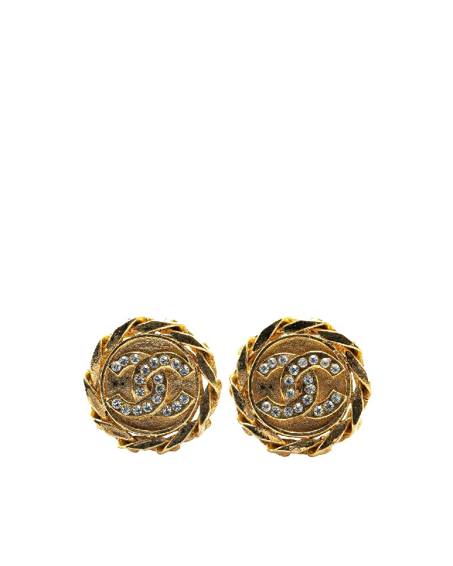 Gold Plated Rhinestone Clip-On Earrings